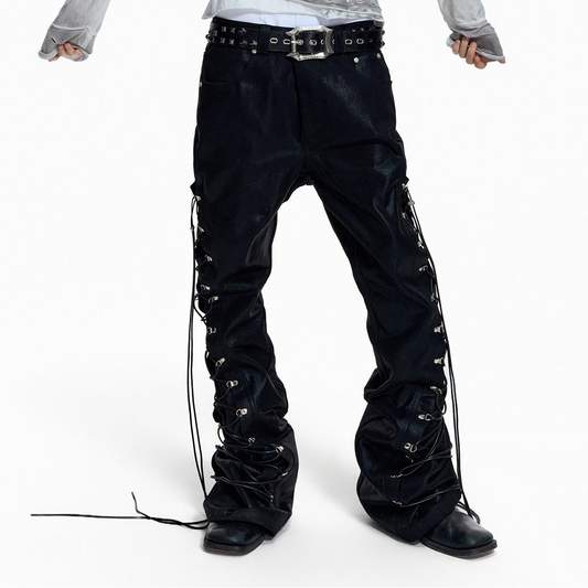 Strap Lace-Up Wide Leg Pants WN27434