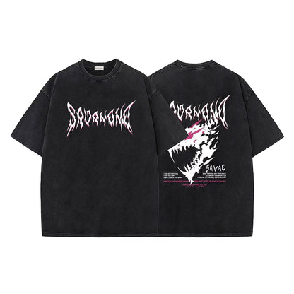 Washed Gothic Letter Short Sleeve T-Shirt WN26948