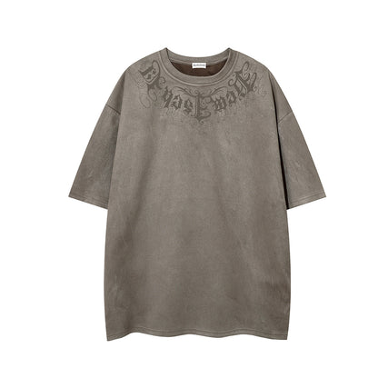 Suede Graphic Print Short Sleeve T-Shirt WN25721