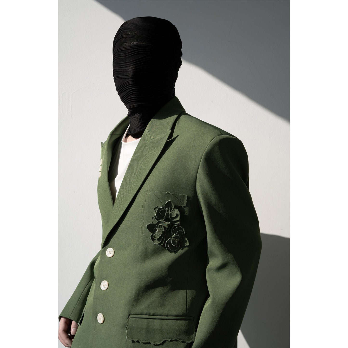 Flower Design Asymmetric Pocket Tailored Jacket & Trousers Setup WN23840