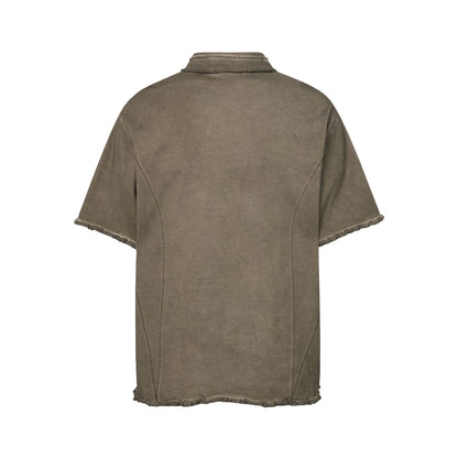 Lapel Wash Stain Short Sleeve Polo Shirt WN25637
