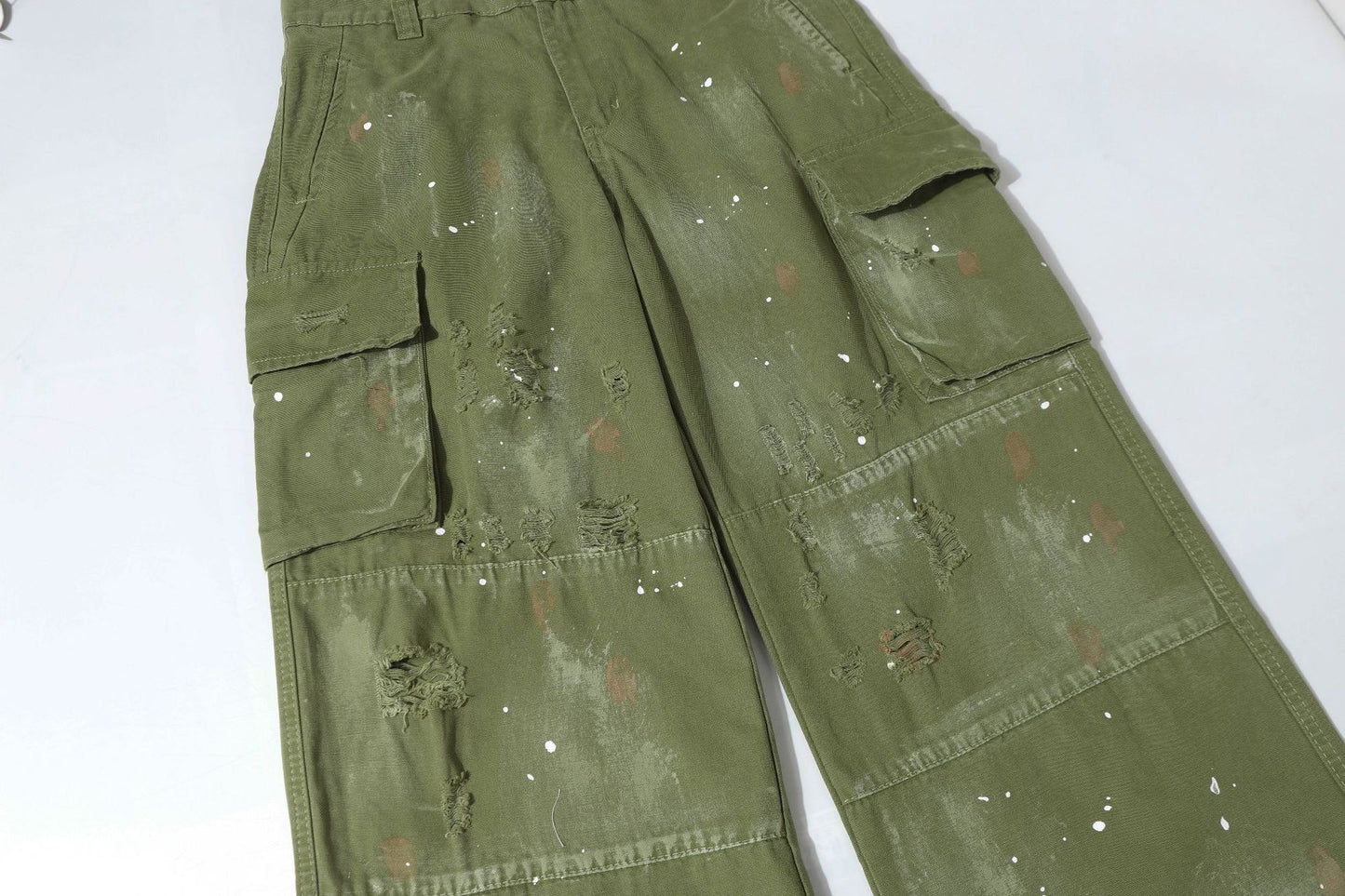 Damage Paint Splatter Multi Pocket Cargo Pants WN26031