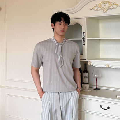 Stripe Scarf Short Sleeve T-Shirt WN24946