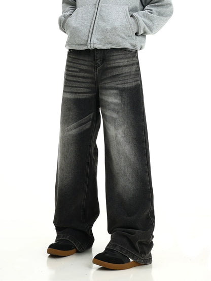 Washed Wide-Leg Straight Denim Jeans WN5782