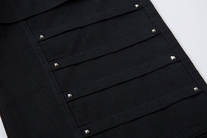 Studs Accent Design Wide Leg Denim Jeans WN18571