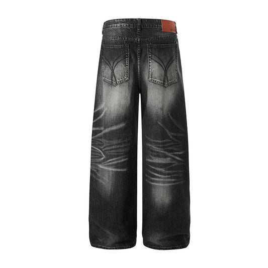 Wash Whisker Wide Leg Denim Jeans WN25582