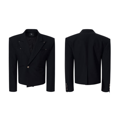 Spider Embroidery Fishbone Shoulder-Pad Tailored Jacket WN23273