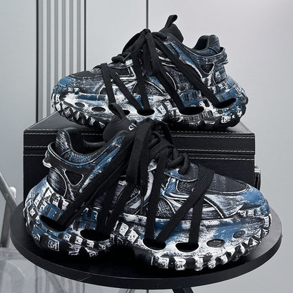 Paint Splash Rope Lace Chunky Sole Sneakers WN24649