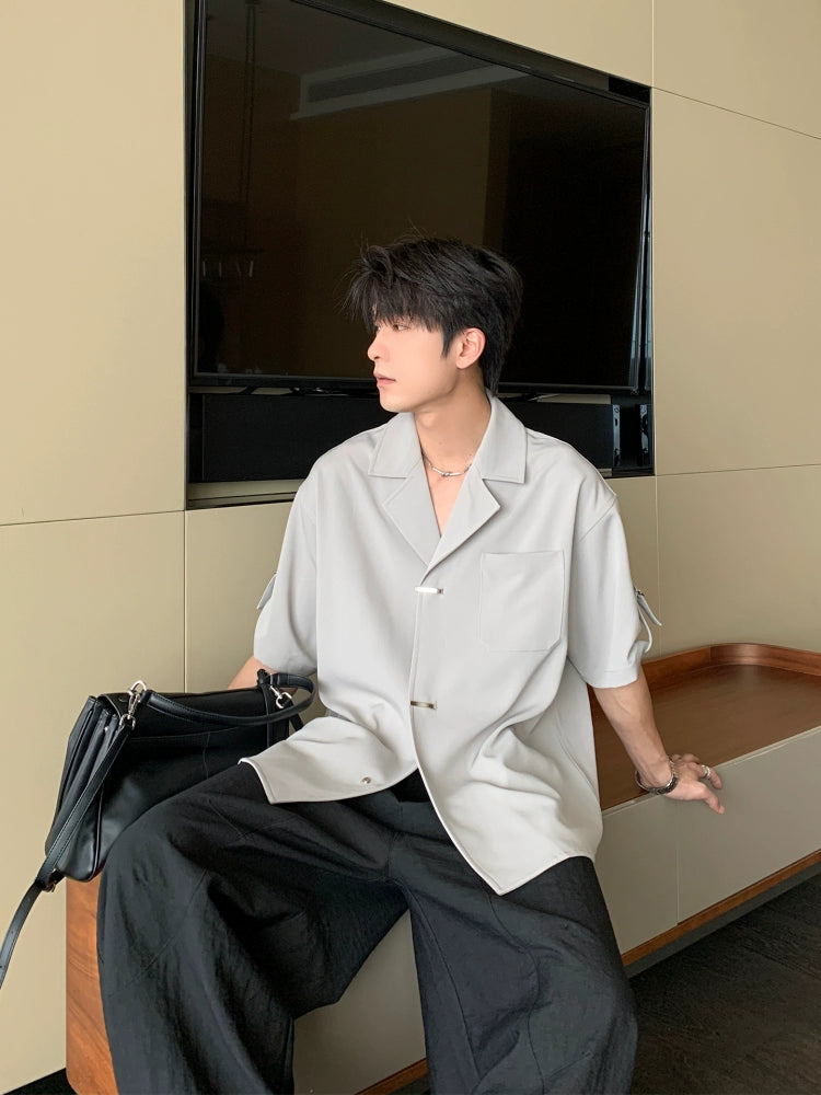 Wrinkle-Free Cuban Collar Short Sleeve Shirt WN20431