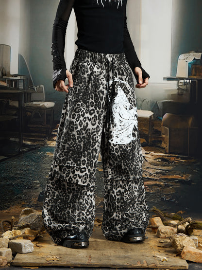 Leopard Print Pleats Wide Leg Pants WN22766