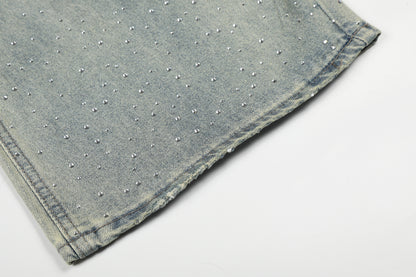 Washed Paint Pocket Wide Leg Denim Jeans WN25792