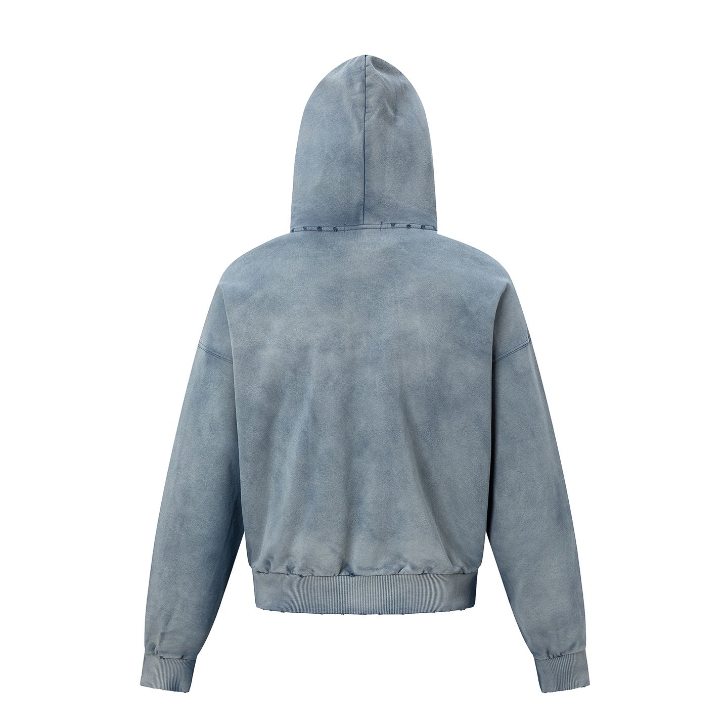 Washed Damage Print Boxy Zipper Hoodie WN25868