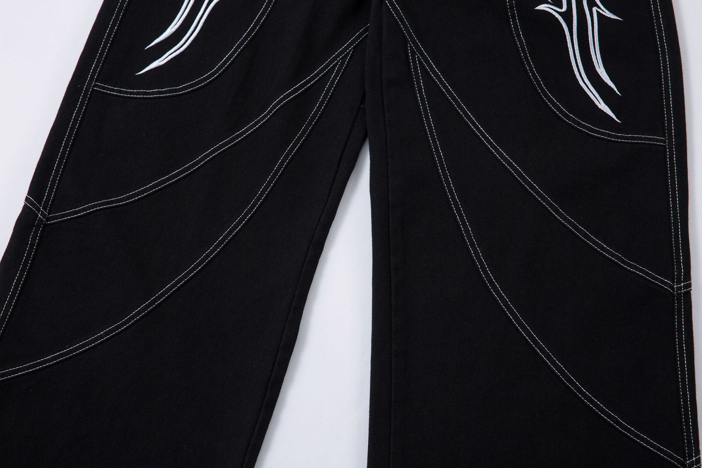 Embroidery Wide Leg Denim Jeans WN14131