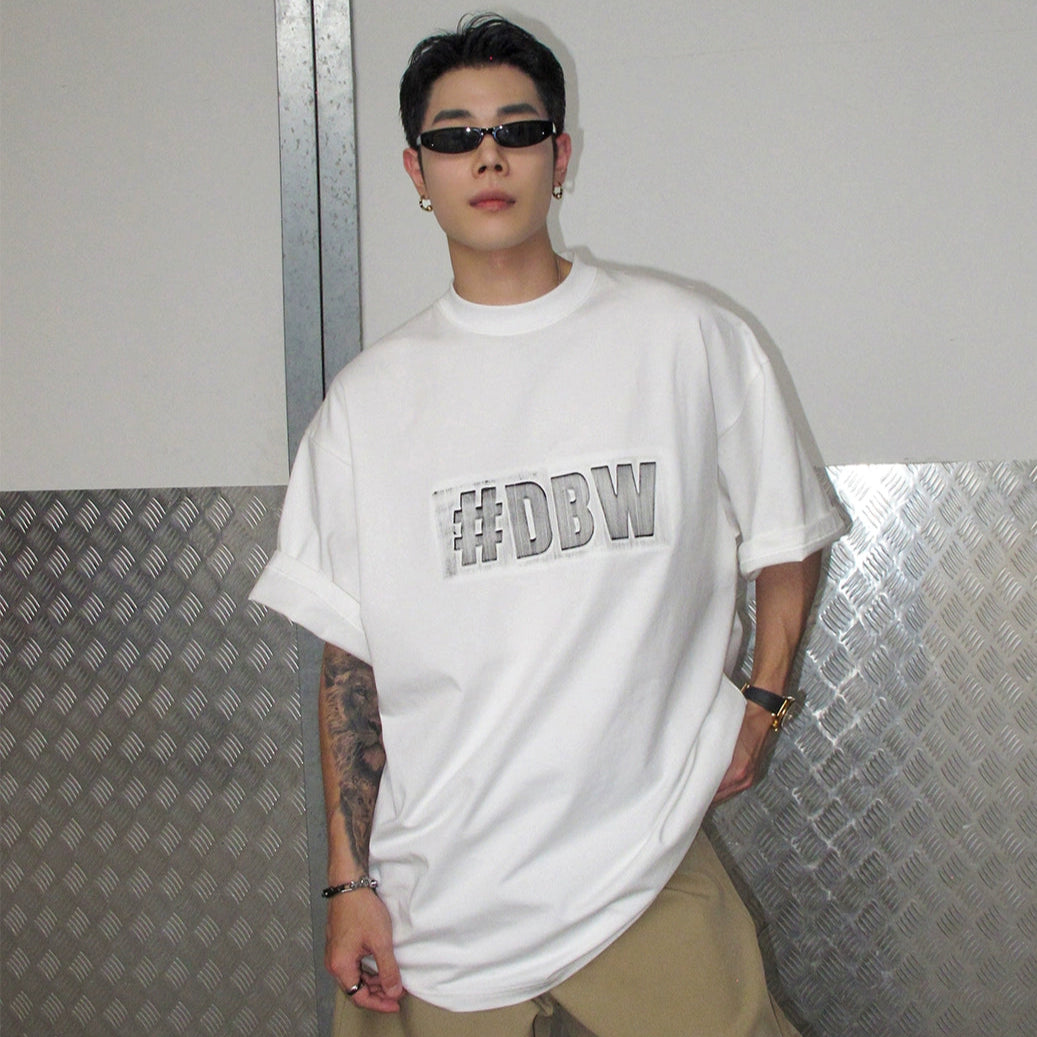 Graphic Letter Emboss Print Short Sleeve T-Shirt WN20868