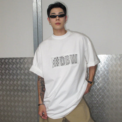 Graphic Letter Emboss Print Short Sleeve T-Shirt WN20868