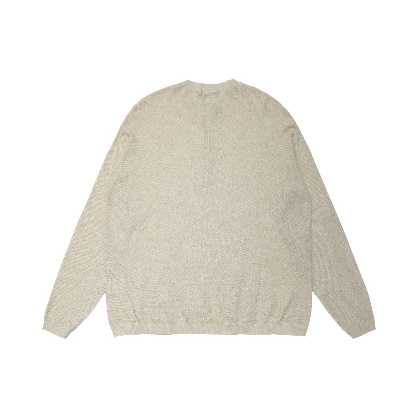 Openwork Linen Henley Neck Knit Sweater WN25712