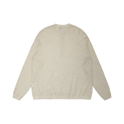Openwork Linen Henley Neck Knit Sweater WN25712