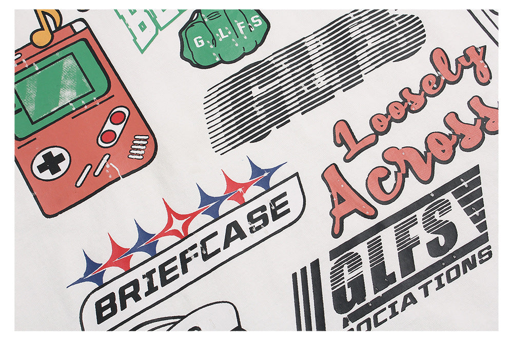 Sticker Graffiti Letter Short Sleeve T-Shirt WN26603