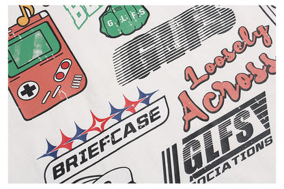 Sticker Graffiti Letter Short Sleeve T-Shirt WN26603