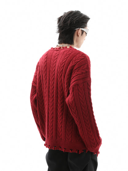 Damage Thick Knit Sweater WN10290