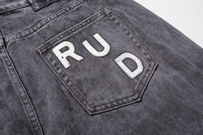 Gradient Paint Letter Graphic Wide Leg Denim Jeans WN28027