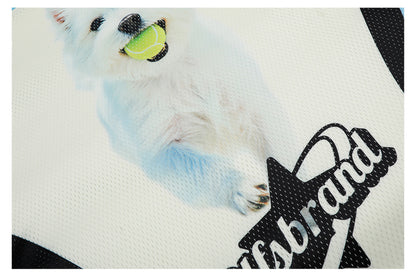 Sporty Breathable Mesh Dog Print Oversize Short Sleeve T-Shirt WN26547