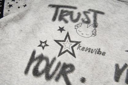 Graffiti Doodle Print Washed Short Sleeve T-Shirt WN25574
