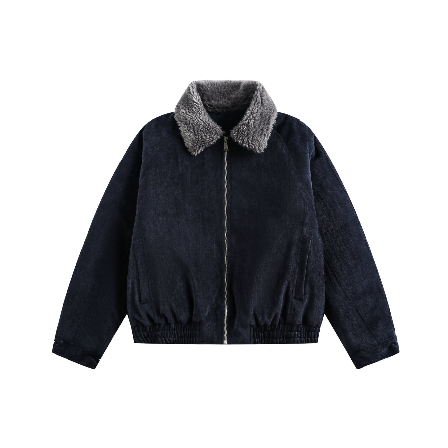 Fake Fur Collar Suede Puffer Jacket WN21906