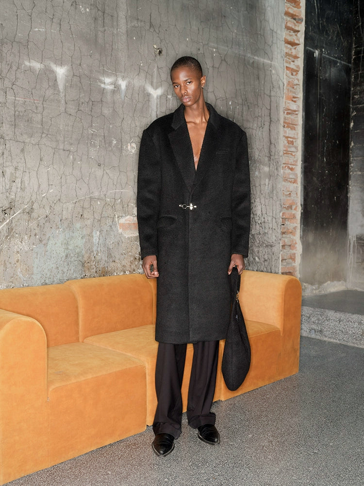 Metal Buckle Shoulder-Pad Coat WN21310