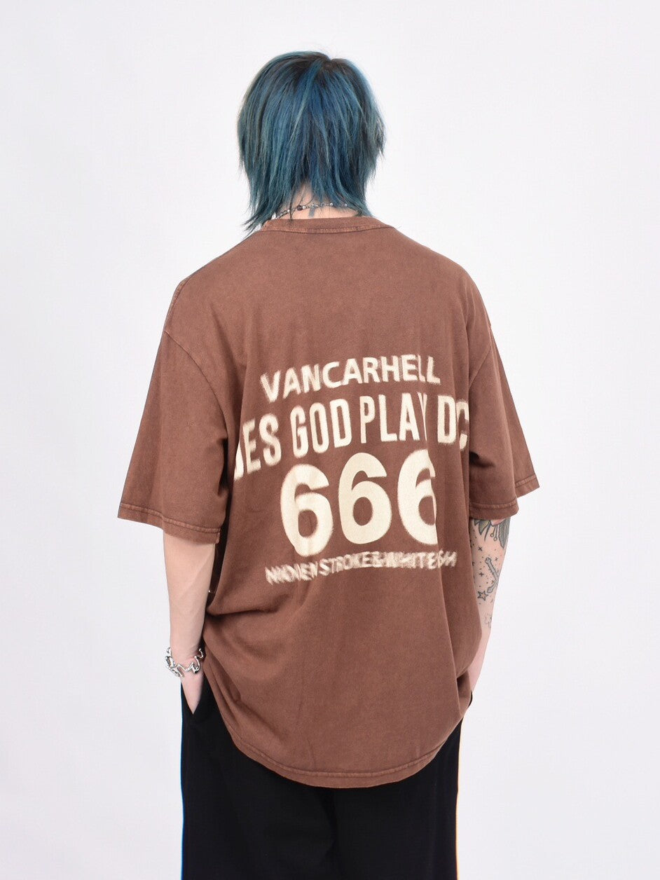 Dice Print Washed Oversize Short Sleeve T-Shirt WN24461