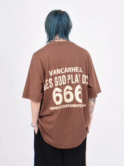 Dice Print Washed Oversize Short Sleeve T-Shirt WN24461
