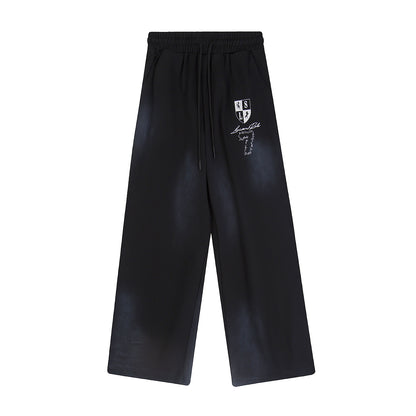 Spray Paint Gradient Embroidery Wide Leg Sweatpants WN28007