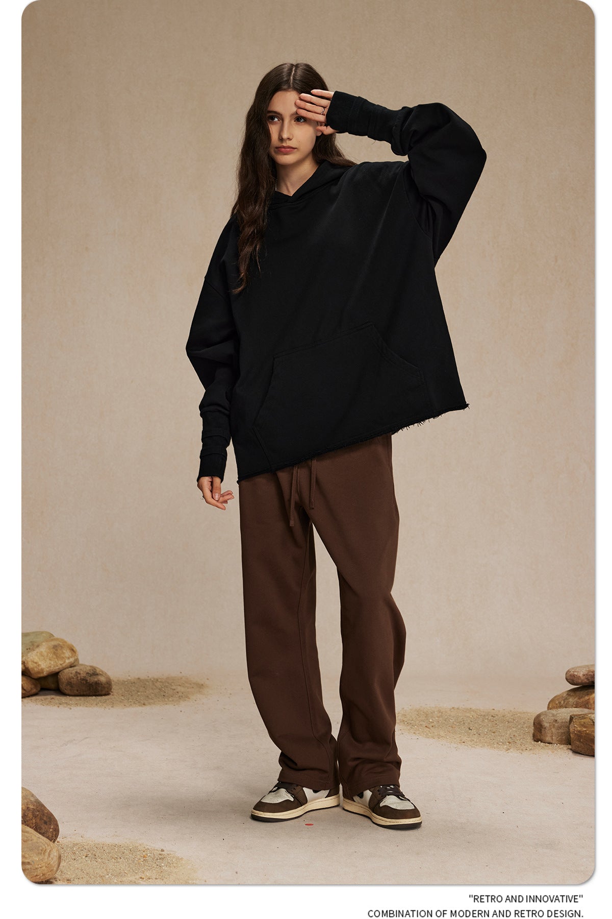 Cut-off Design Thumb Hole Oversize Hoodie WN9982