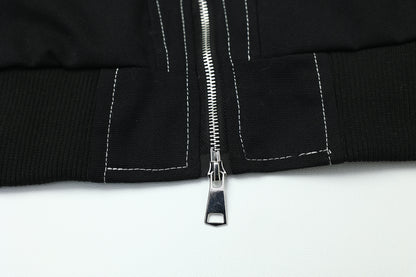 Metal Buttons Patchwork Hooded Jacket WN16109