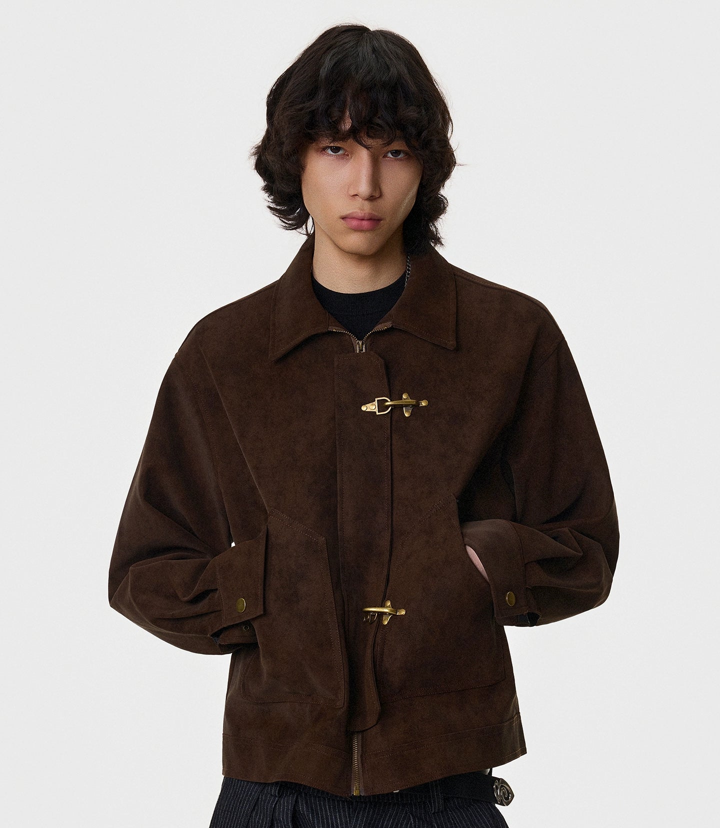 Suede Lobster-Clasp Short Jacket WN21398