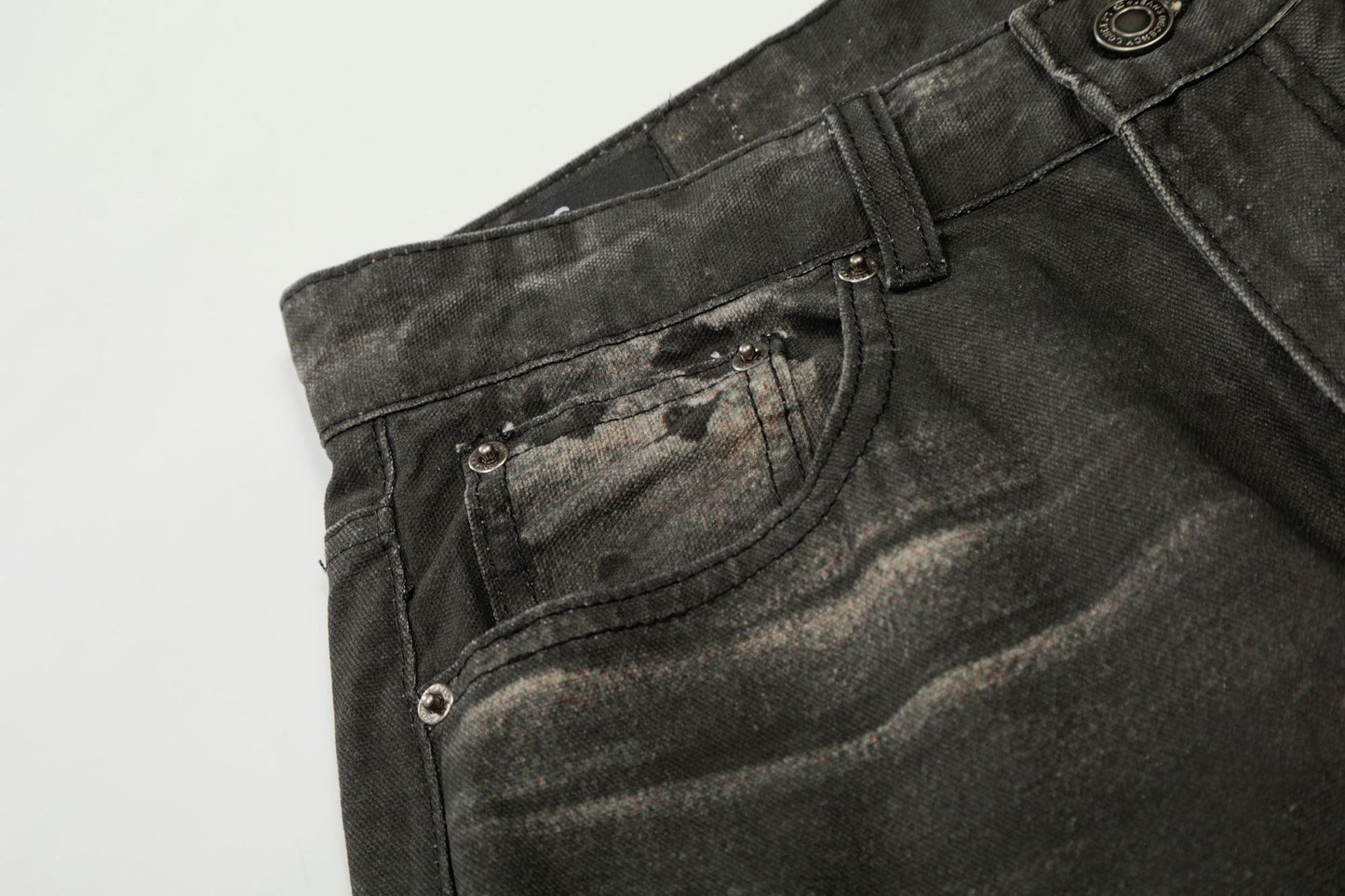 Washed Fade Whisker Wide Leg Straight Denim Jeans WN25881
