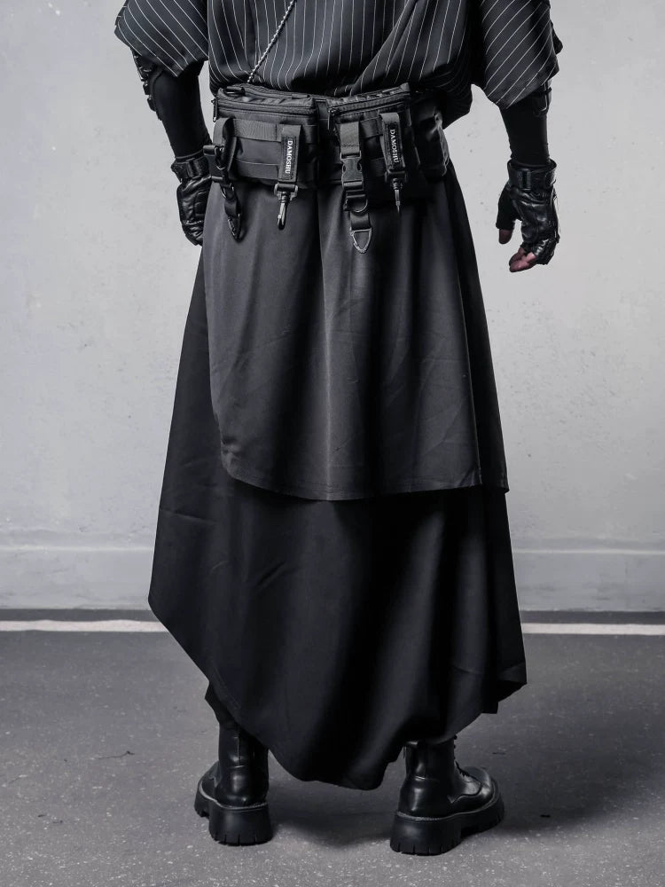 Draped Fake Layered Wide Leg Harem Pants WN22581