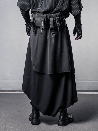 Draped Fake Layered Wide Leg Harem Pants WN22581