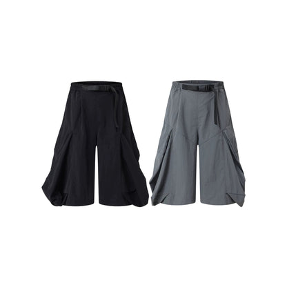 Utility 3D Pocket Wide Leg Cargo Half Pants WN27888
