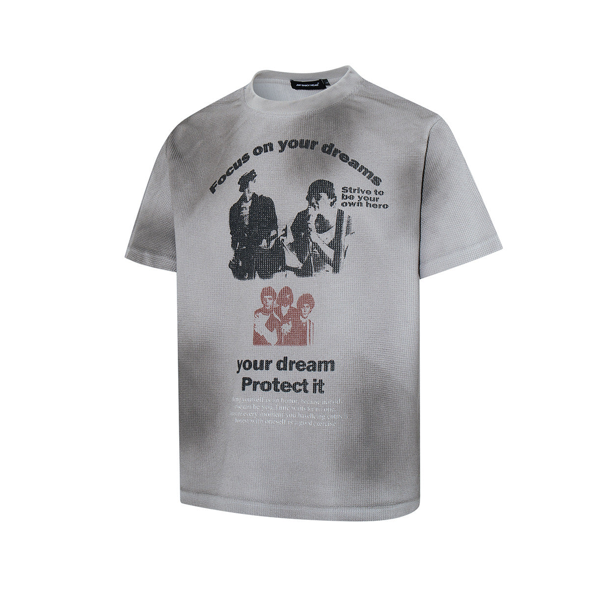 Waffle Figure Graphic Letter Print Short Sleeve T-Shirt WN25484