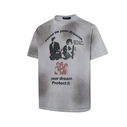 Waffle Figure Graphic Letter Print Short Sleeve T-Shirt WN25484