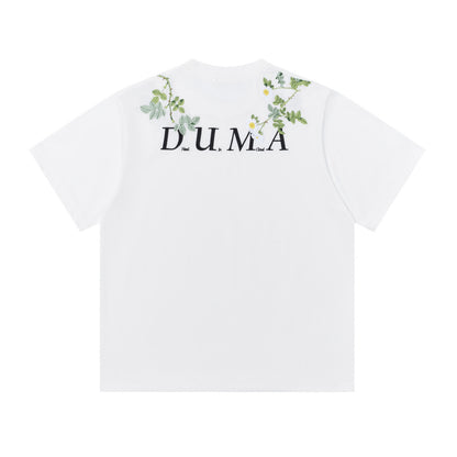 Floral Letter Embroidery Oversize Short Sleeve T-Shirt WN26880