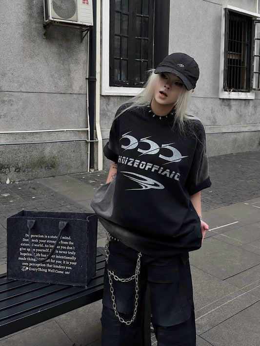 Dip Dye Gradient Letter Print Short Sleeve T-Shirt WN18127