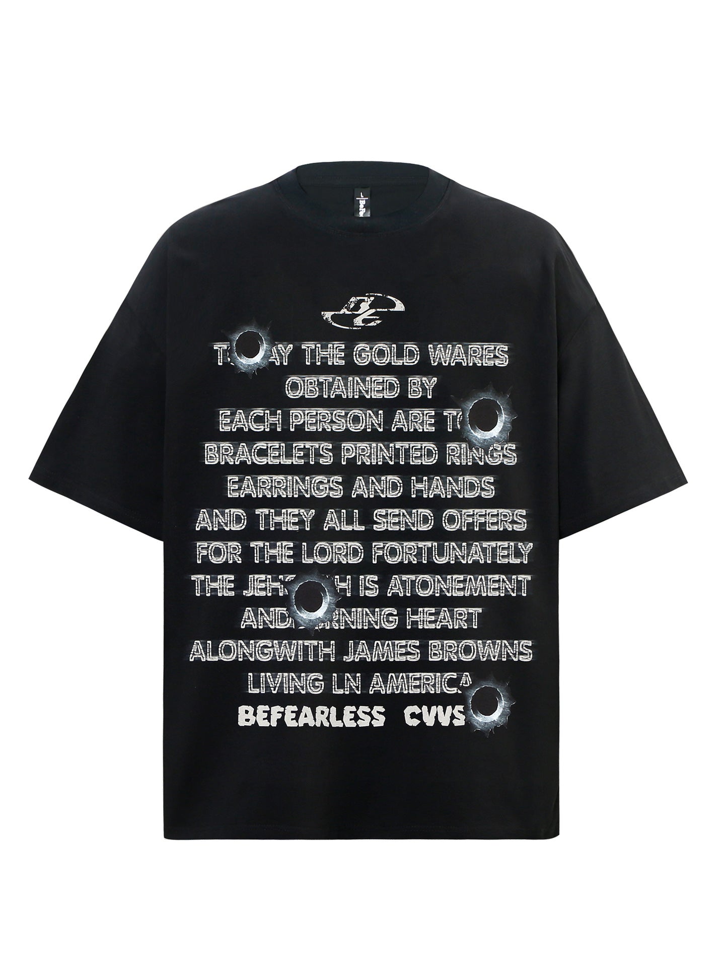 Bullet Hole Letter Print Short Sleeve T-Shirt WN26221