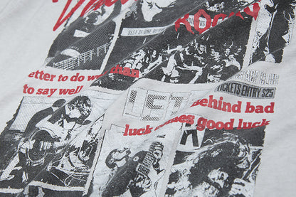 Washed Rock Band Print Short Sleeve T-Shirt WN25485