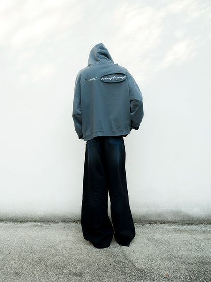 Washed Damage Art Print Gradient Pullover Hoodie WN21305