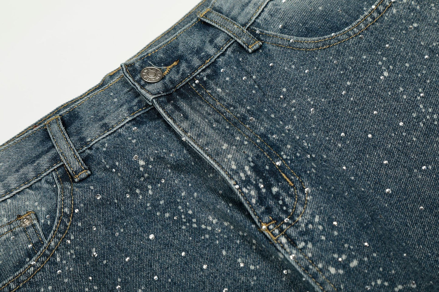 Paint Splatter Washed Wide Leg Denim Jeans WN26146