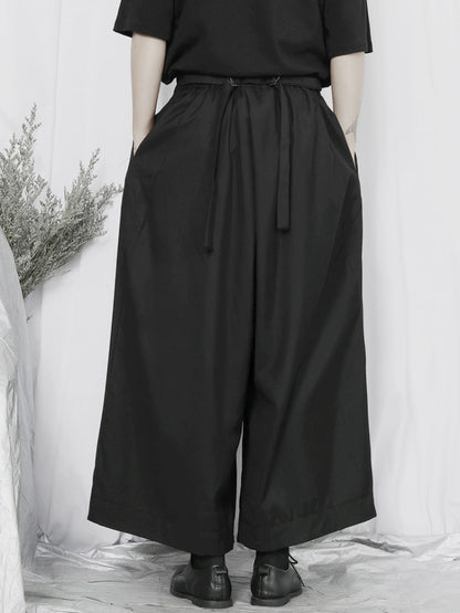 Color Black Wide Leg Cropped Trousers WN20151