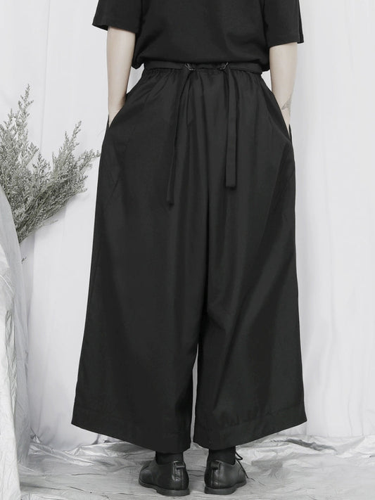 Color Black Wide Leg Cropped Trousers WN20151