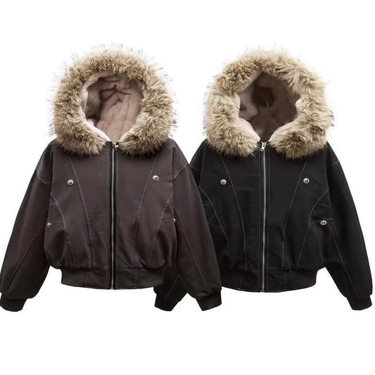 Fur Collar Sherpa-Lining Hooded Padded Jacket WN11334